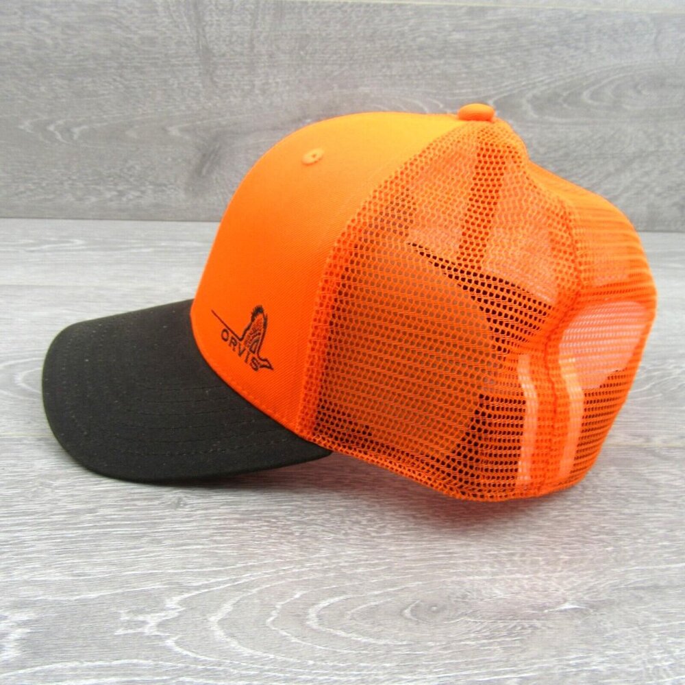 Orvis Pheasant Logo Orange Mesh Trucker Hat Cap Men's Snapback NEW - Picture 6 of 13
